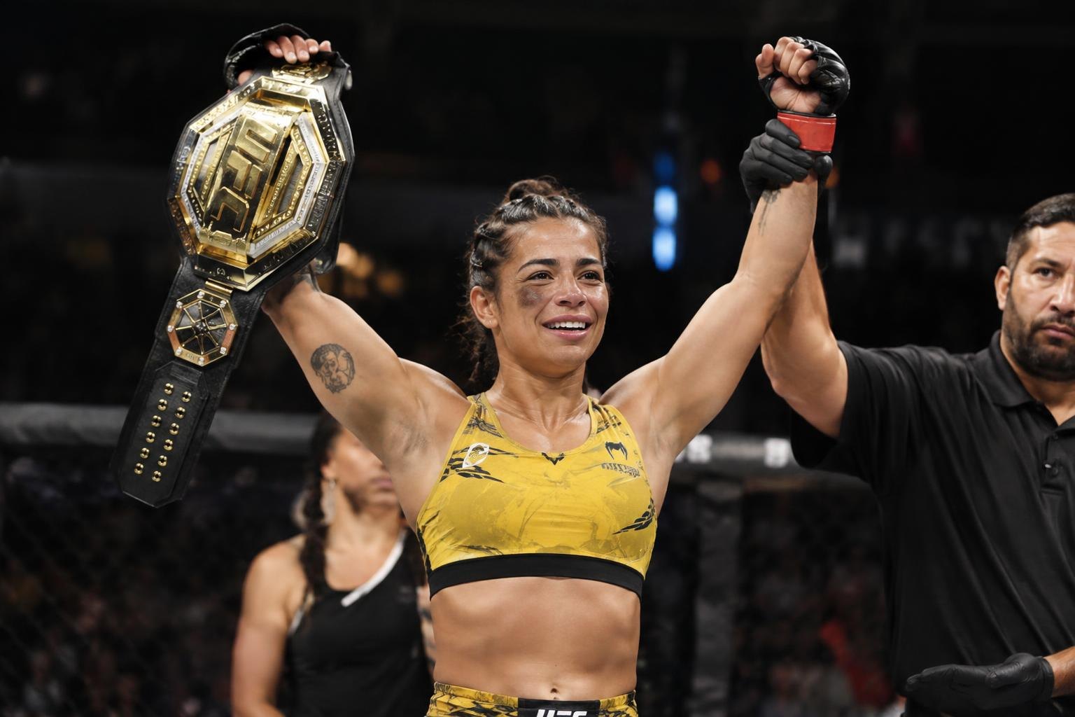 Natália Silva vence Wang Chong e se torna primeira brasileira campeã peso-mosca do UFC