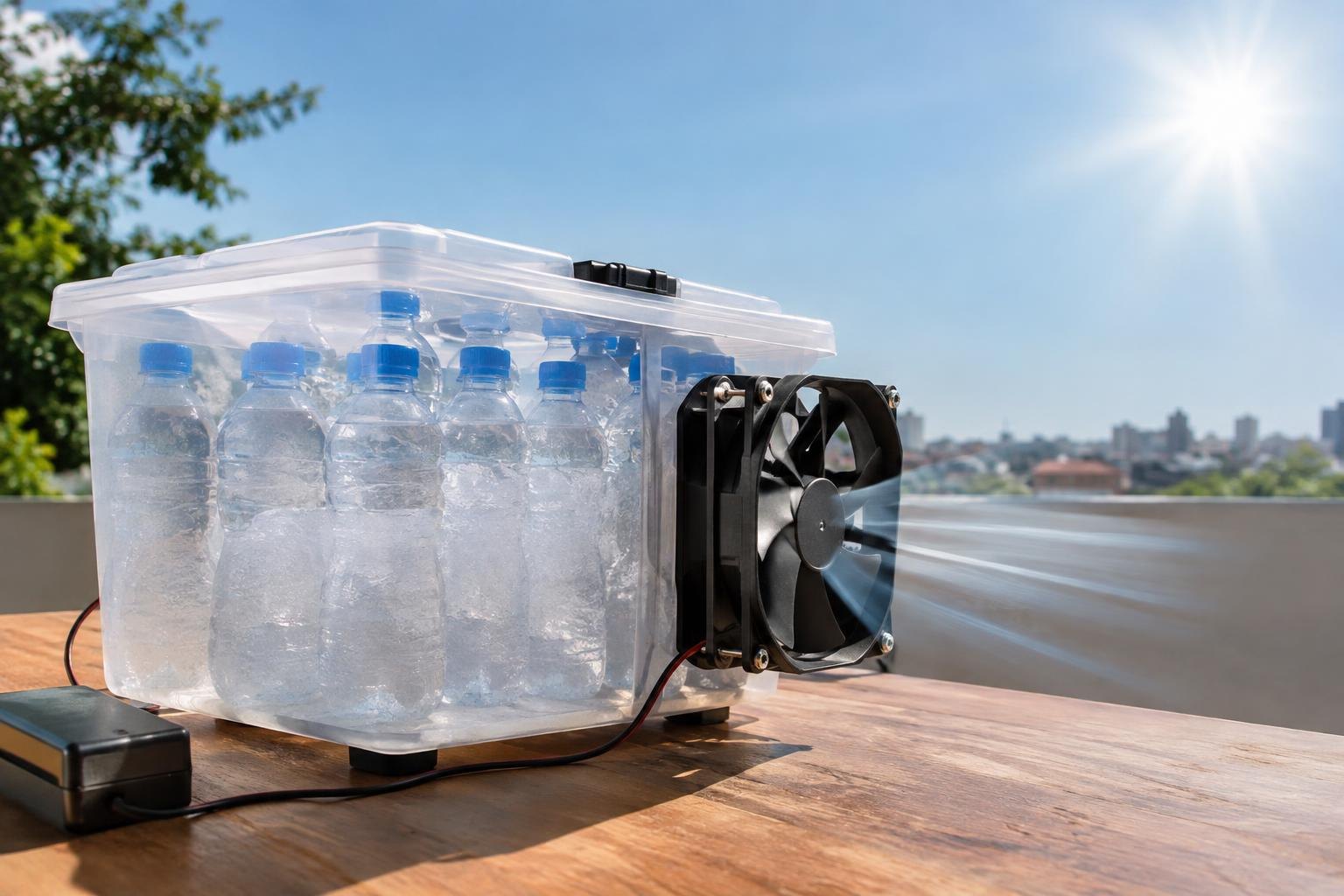 Como montar um sistema de resfriamento com ventilador, gelo e garrafas PET