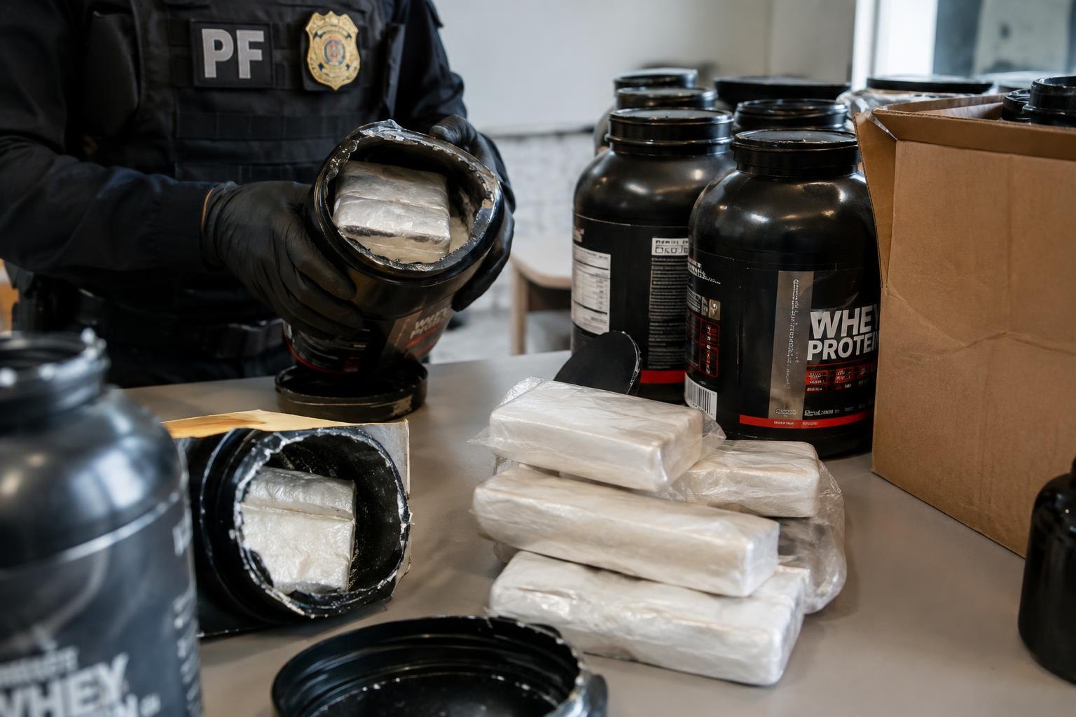 PF apreende cerca de 80 kg de cocaína escondidos em embalagens de whey protein