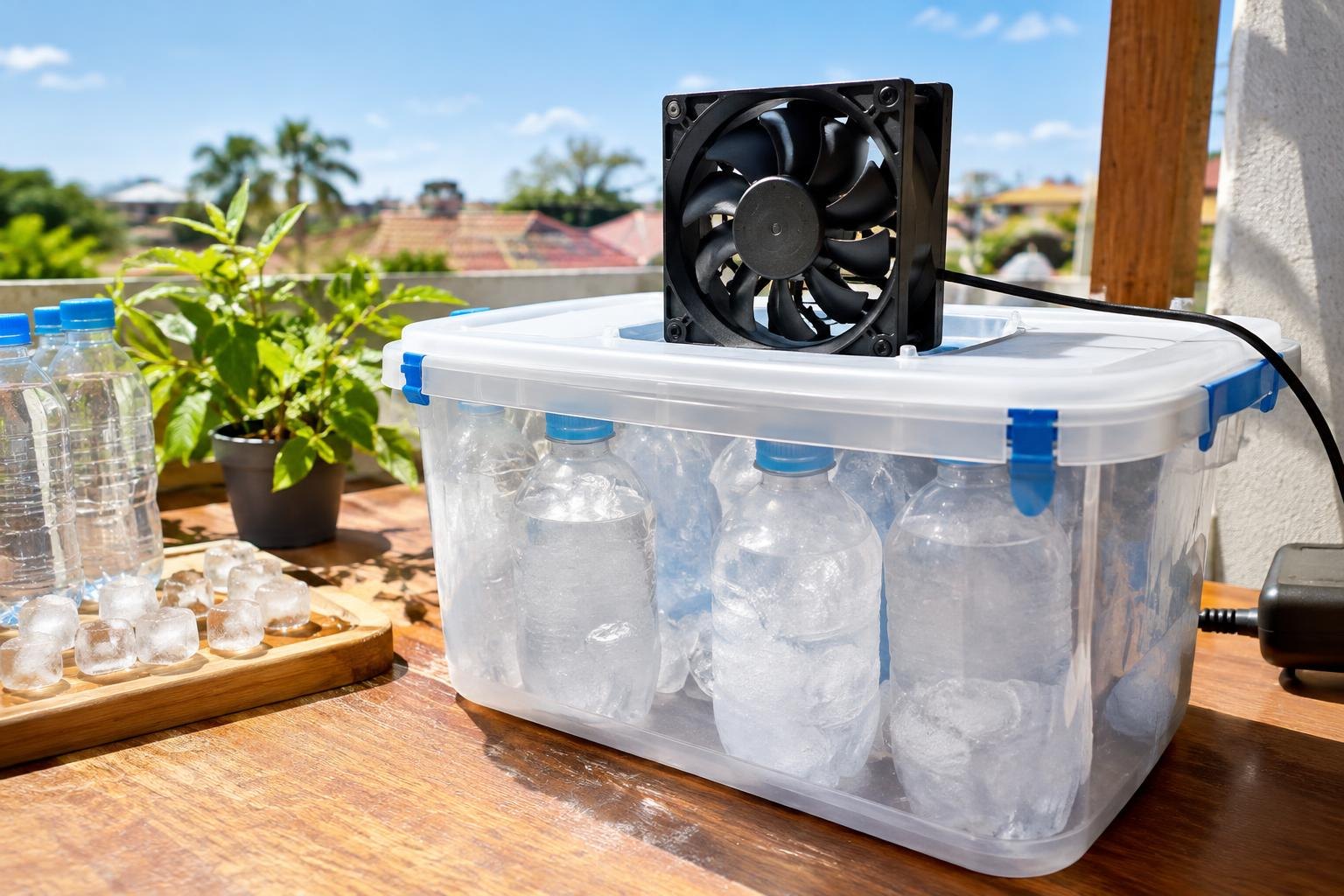 Como montar um sistema de resfriamento com ventilador, gelo e garrafas PET