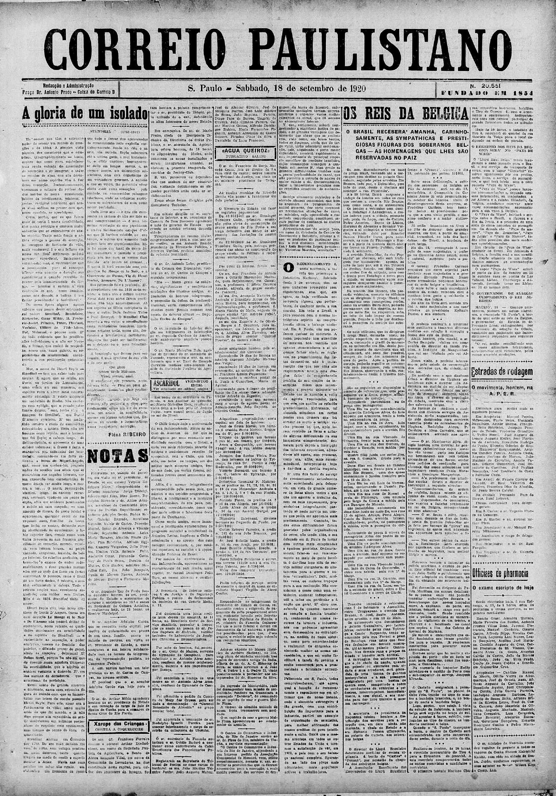 18 de Setembro de 1920 Subjects: Setembro 18;1920
