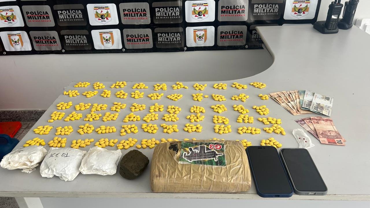 Homem é preso com ecstasy, haxixe e maconha na MGC-462, em Patrocínio